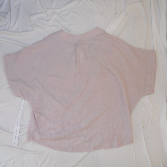YFB Cotton S/S Batwing Top XS Nubby Crepe Blush Mauve V-neck nwt - Picture 3 of 11